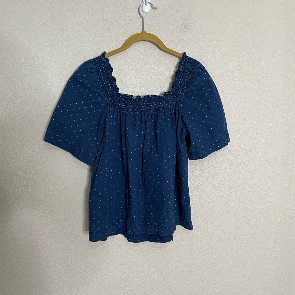 Madewell Heart Print Boxy Oversize Square Neck Blouse Small - Picture 6 of 7